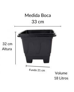 GOY VASO QUADRADO 3 33X33X32 PRETO